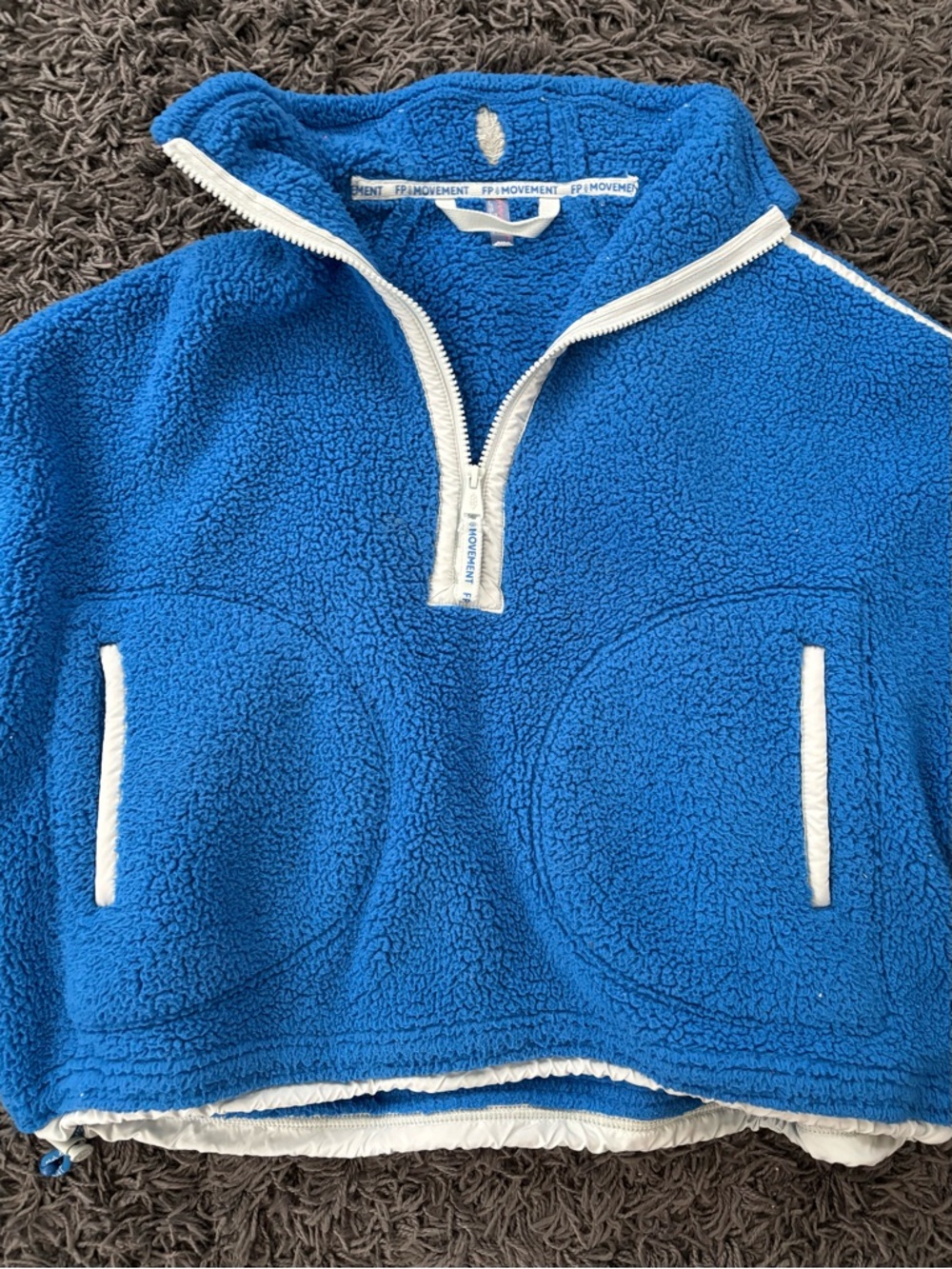 FP Movement  Blue Sherpa Half-Zip Pullover with Light Blue Trim - Picture 3 of 5